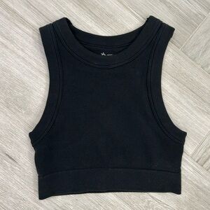 Offline by Aerie Black Ribbed Cropped Tank XS